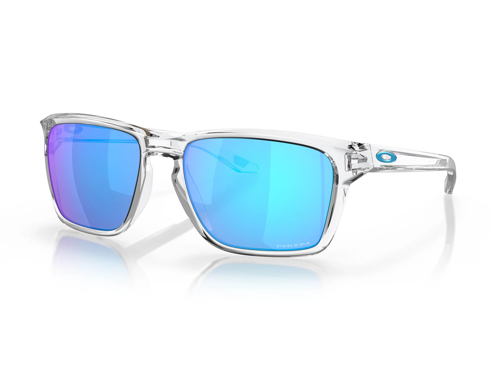 Gafas de Sol Oakley Sylas OO9448-04 Marco transparente brillante y lentes azules espejados Prizm Sapphire