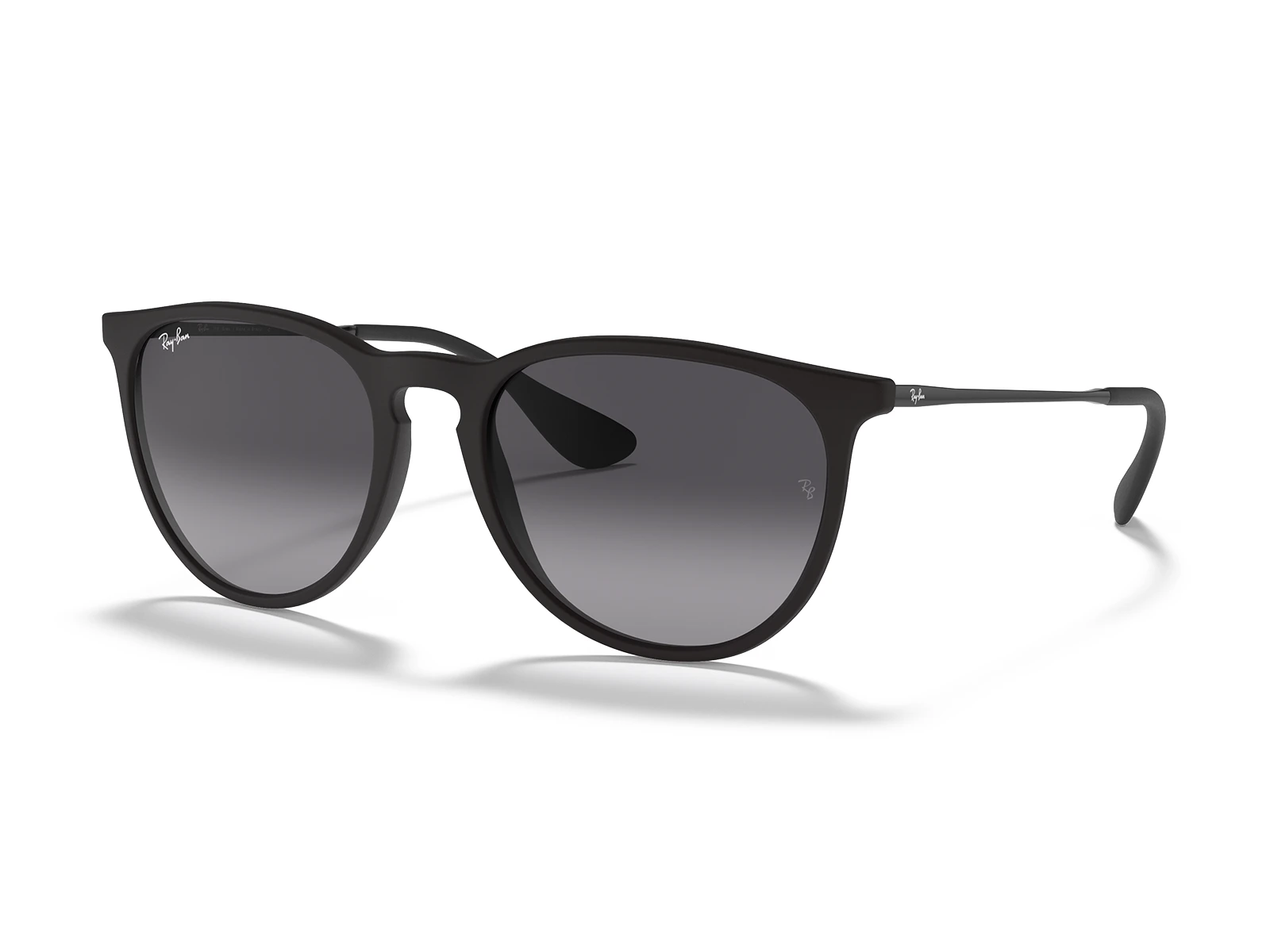 Lentes de sol Ray-Ban Erika RB4171L 622/8G Originales, Marco negro, lentes gris degradé, vista diagonal