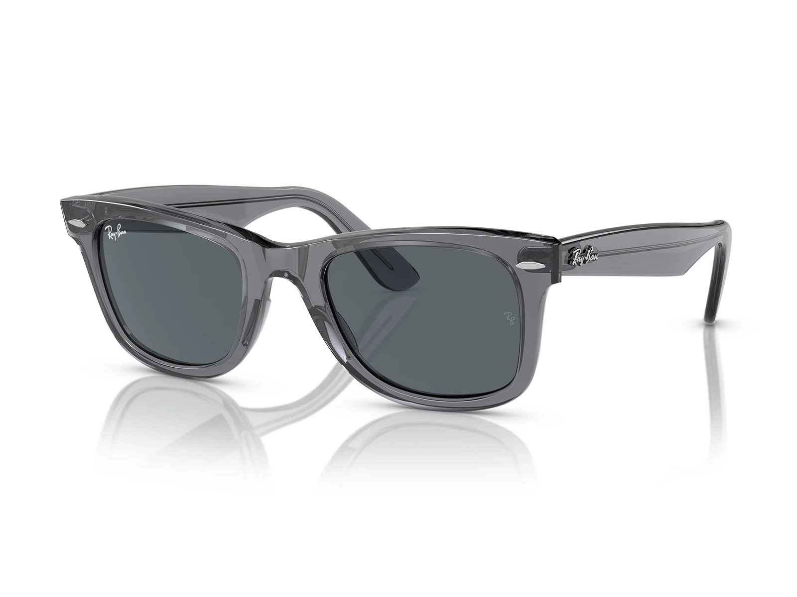 Gafas de sol Originales Ray-Ban Wayfarer RB2140 6773R5 marco gris traslúcido, lentes azul oscuro