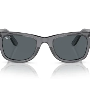 Gafas de Sol Ray-Ban Wayfarer RB2140 6773R5 marco gris traslúcido, lentes azul oscuro