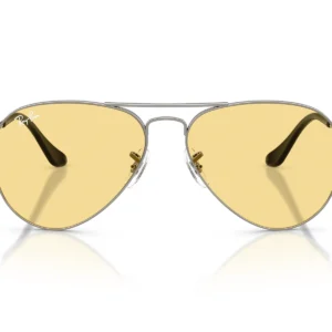 Gafas de Sol Ray-Ban Aviator Large Metal RB3025 004/R6 Marco gris, lentes amarillos.