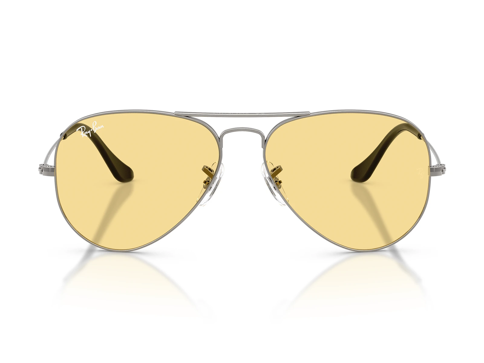 Gafas de Sol Ray-Ban Aviator Large Metal RB3025 004/R6 Marco gris, lentes amarillos.