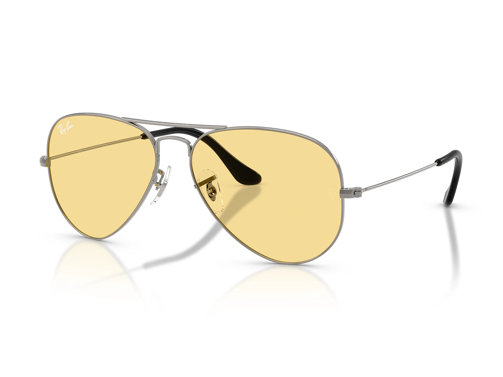 Gafas Originales de Sol Ray-Ban Aviator Large Metal RB3025 004/R6 Marco color gris plomo y lentes amarillos.