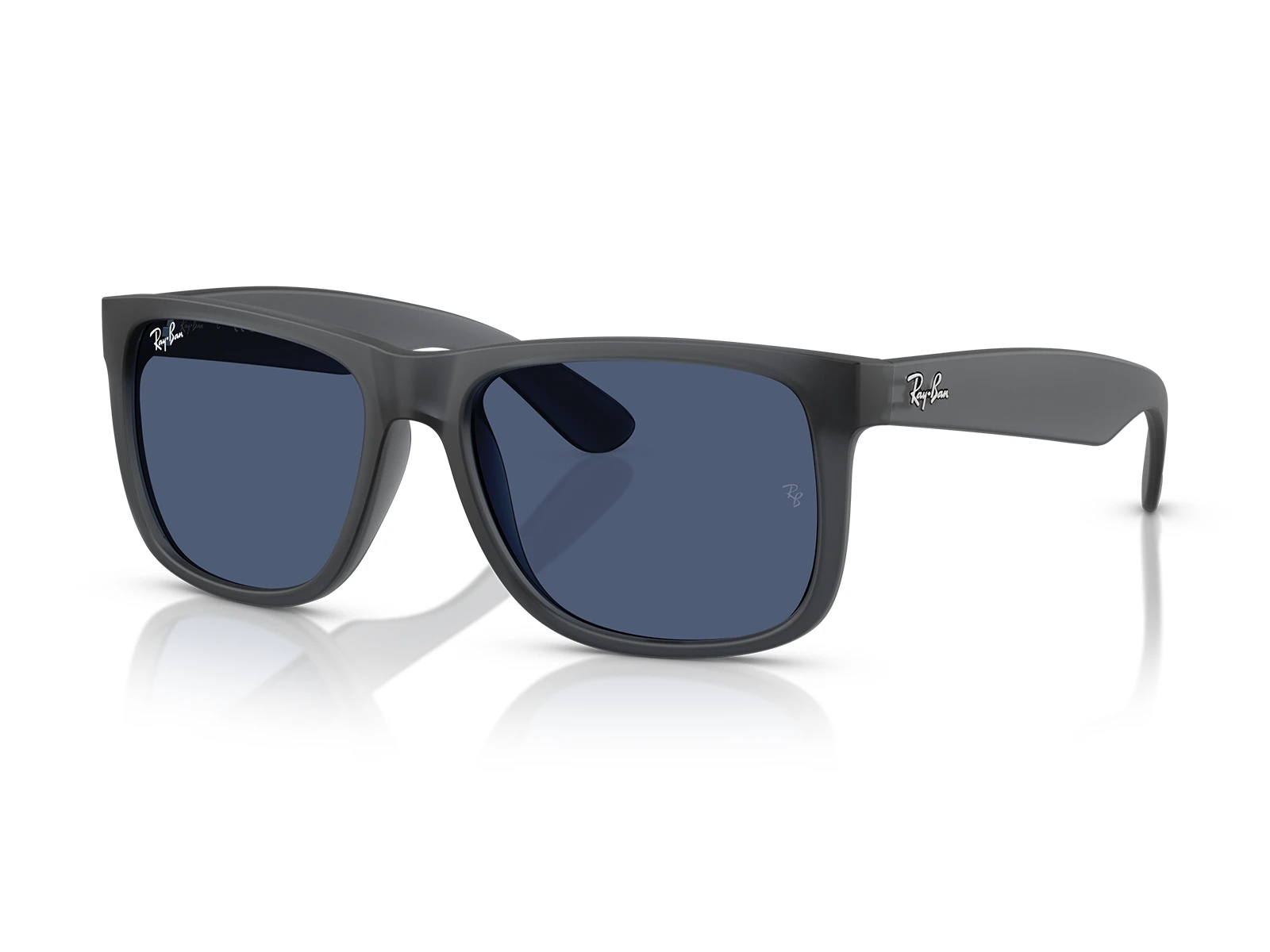 Gafas de Sol Ray-Ban Justin RB4165 687380 marco color gris ópalo, lentes azul oscuro.